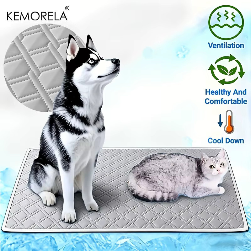 KEMORELA Haustier-Kühlmatte für Hunde und Katzen, grau, rutschfest und waschbar - Bild 2