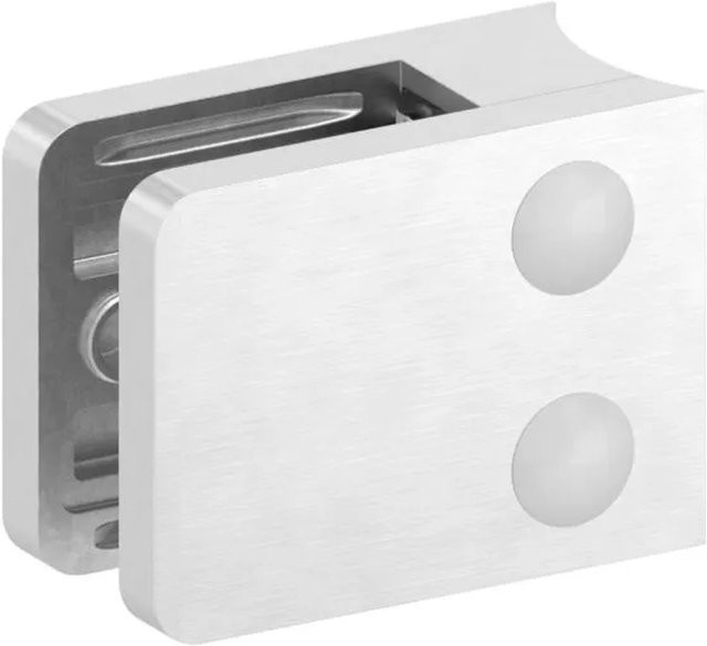 FeNau Glasklemme aus Edelstahl V4A in Silber für Rohr Ø 48,3 mm, Eckig, B/T/H: 4,5 x 5,5 x 2,85 cm - Bild 1