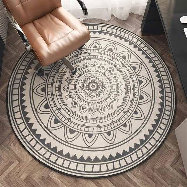 VIKAMA Runder Vintage-Teppich in Aesthetic-Design, schmutzabweisend und rutschfest für Wohnzimmer, Büro oder Spielzimmer - Bild 1