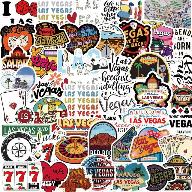 Vintage Las Vegas Aufkleber, 50-teiliges Set, Cartoon, Wasserdicht - Bild 1