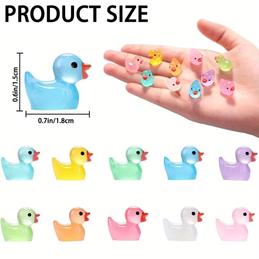 XYTLEZONE Mini leuchtende Enten aus Kunstharz als kreative Dekoration für Tisch und Inneneinrichtung - Bild 2