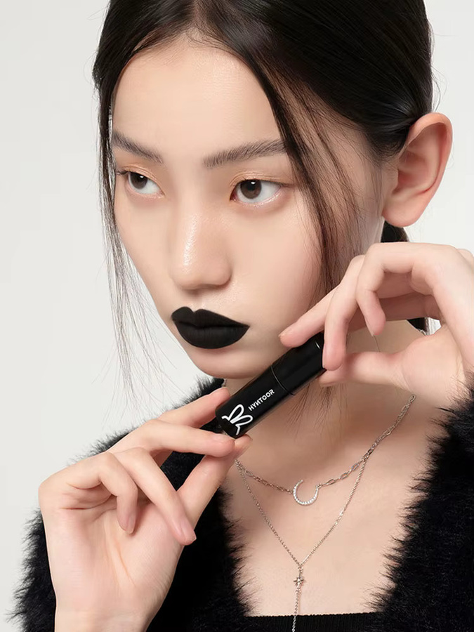 Hyntoor Goth Lippenstift, Matt, Nude Braun Rot Schwarz, Hochpigmentiert - Bild 5