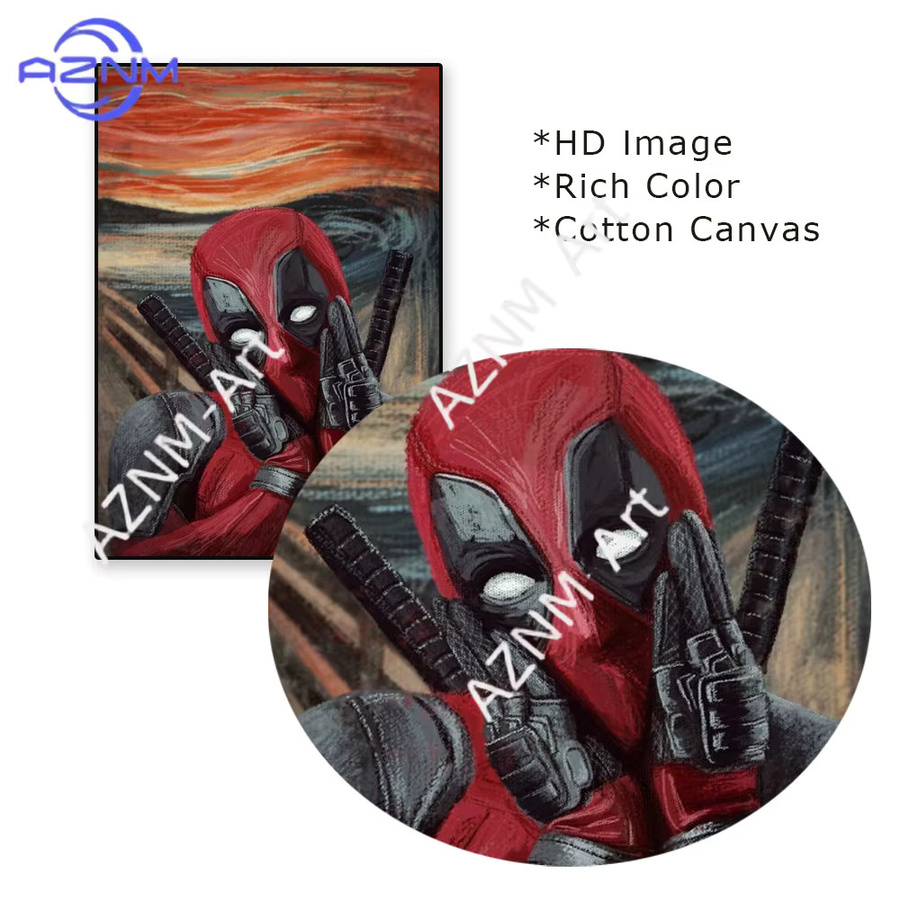 KAYOU Deadpool Leinwandgemälde als buntes Superhelden-Filmposter zur Wanddekoration - Bild 2