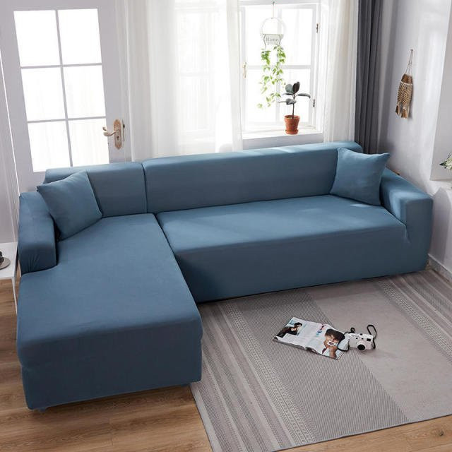 Wassertempo Ecksofa Schonbezug für L-förmige Sofas, wasserabweisend und elastisch, Farbe: See-Blau - Bild 1