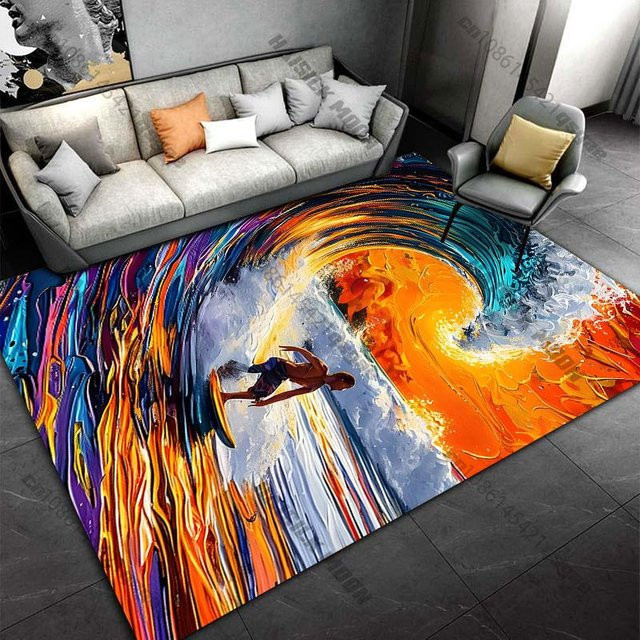 Teppich Silent Wave mit Surfer-Motiv, Mehrfarbig, B/B: 160 x 230 cm - Bild 1