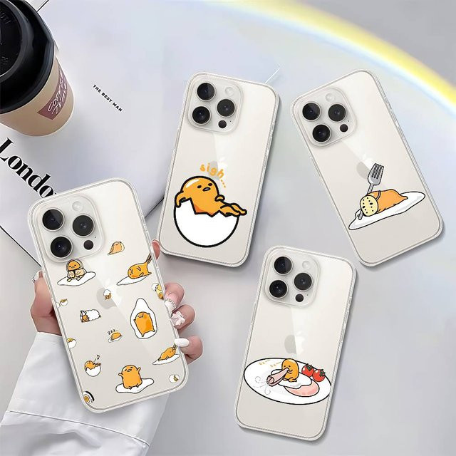 Gudetama Handyhülle für iPhone 11 bis 17 Pro Max Mini, transparente Luxus Softcase Schutzhülle - Bild 1