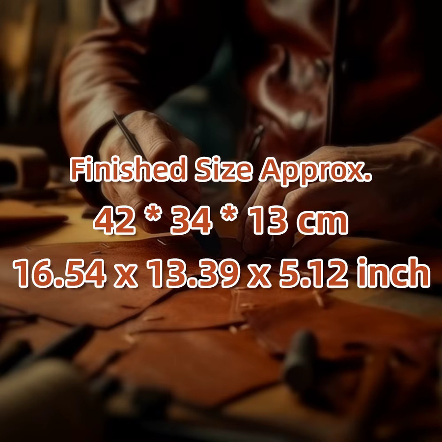 QJH DIY-Leder Bastelset mit Schablone aus Kraftpapier für handgefertigte Doppelschulter-Reiserucksäcke und Aufbewahrungstaschen inklusive Nähvorlage mit Löchern - Bild 1