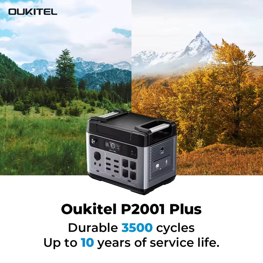OUKITEL P2001E Plus Tragbares Kraftwerk mit 2400 W Ausgangsleistung und 2048 Wh Kapazität, LiFePO4 Akku für Outdoor, Camping und Backup-Stromversorgung - Bild 3