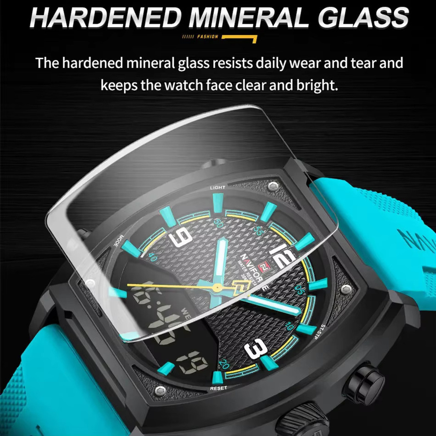 NAVIFORCE Armbanduhr, Quarz, Analog-Digital, Schwarz, Silikon, Herren - Bild 6
