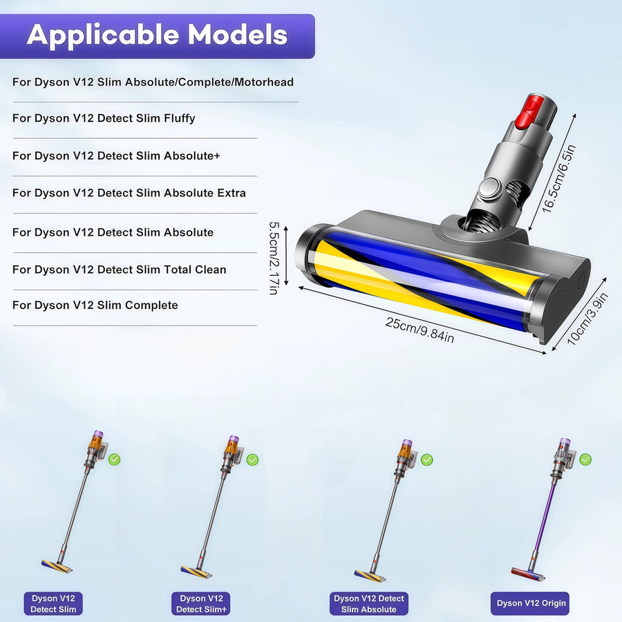 Dyson V12 Detect Slim kompatibler Fluffy-Aufsatz mit Schnellverschluss für Hartböden, Ersatzbürstenkopf in Multicolour - Bild 2