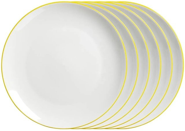 Ritzenhoff & Breker Speiseteller Adela aus Porzellan, 6er Set, Gelb/Weiß, Durchmesser: 26,5 cm - Bild 1