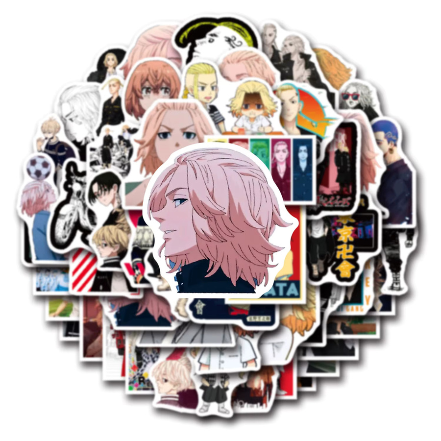 50 Stück Bandai Tokyo Avengers Cartoon Aufkleber, wasserfeste DIY-Sticker für Tassen und Notizbücher, Multicolour - Bild 2