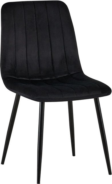DELUKE Stuhl LENZ Esszimmerstuhl aus Samt mit Metallgestell in Schwarz, H x B x T: 88 x 45 x 53 cm - Bild 1