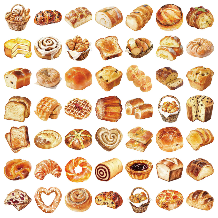 50 Stück nostalgische Backen Brot Aufkleber wasserdicht für Scrapbooking und DIY in Mehrfarbig - Bild 2