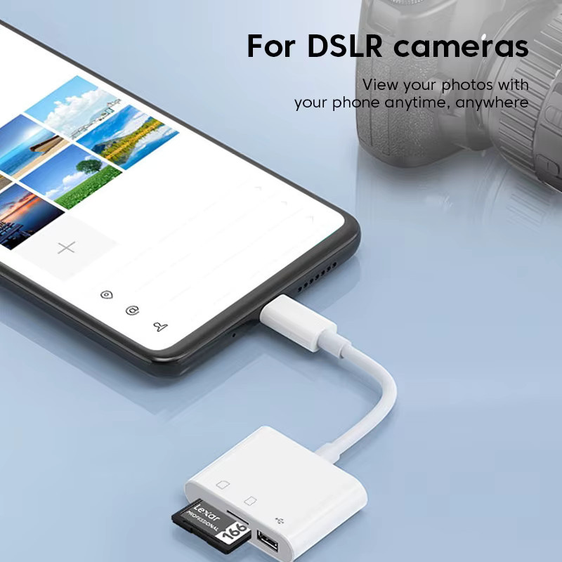 3-in-1 Multifunktions-Speicherkartenleser für TF, CF und SD mit SIM-Karten-Adapter und USB-C OTG-Konverter in Weiß - Bild 3