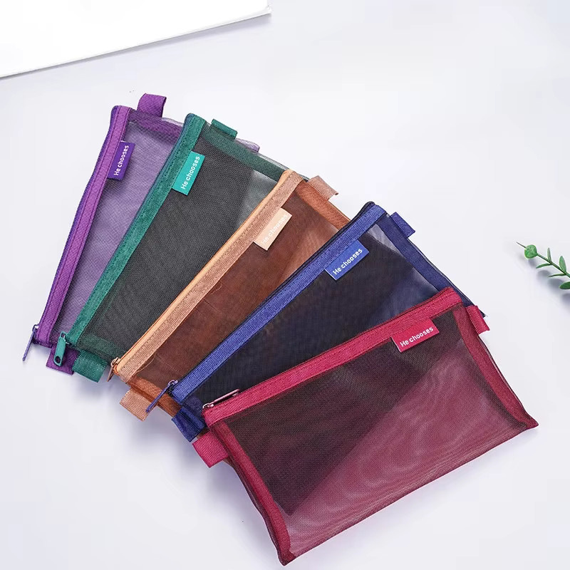 Transparente Mesh Kosmetiktasche mit Reißverschluss als tragbare Reise-Handtasche für Make-up und Schreibwaren - Bild 1