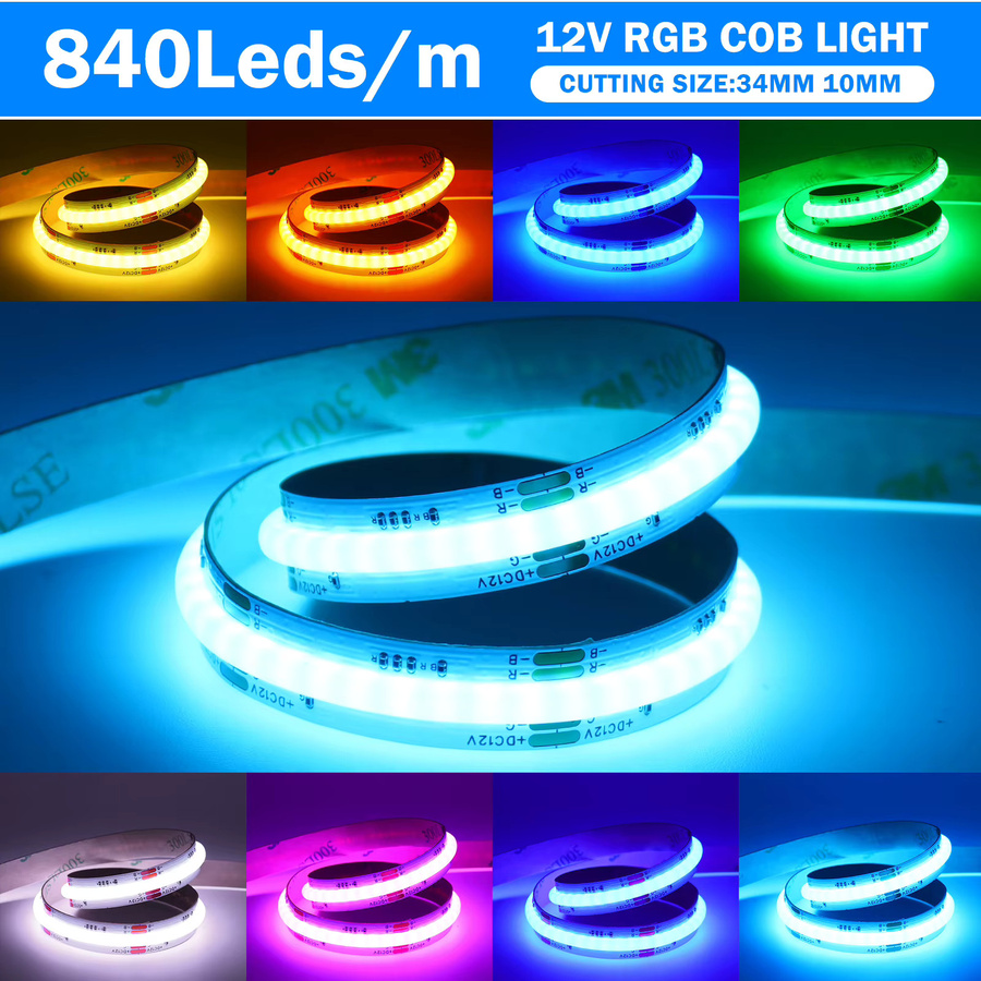 XUNATA RGB COB LED-Streifen Multicolour, 24 V, 840 LEDs/m, Breite: 10 mm - Bild 2
