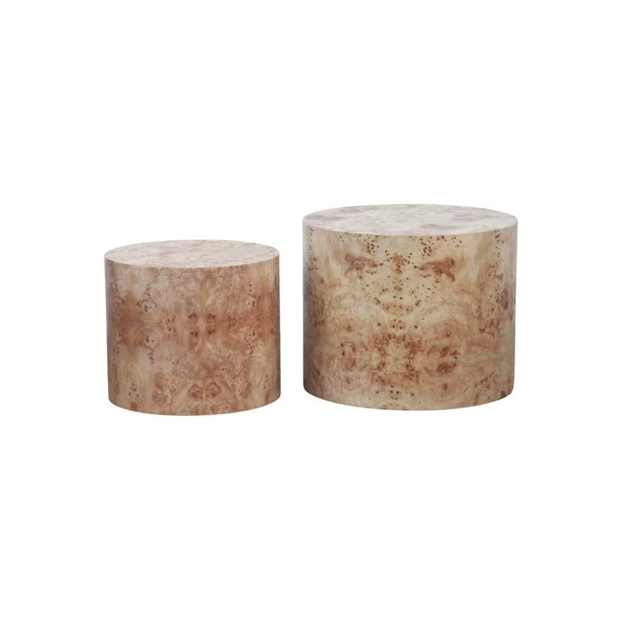 Ye Nesting Couchtisch-Set aus Holz, 2-teilig, moderne runde Beistelltische in Braun und Naturholz - Bild 2