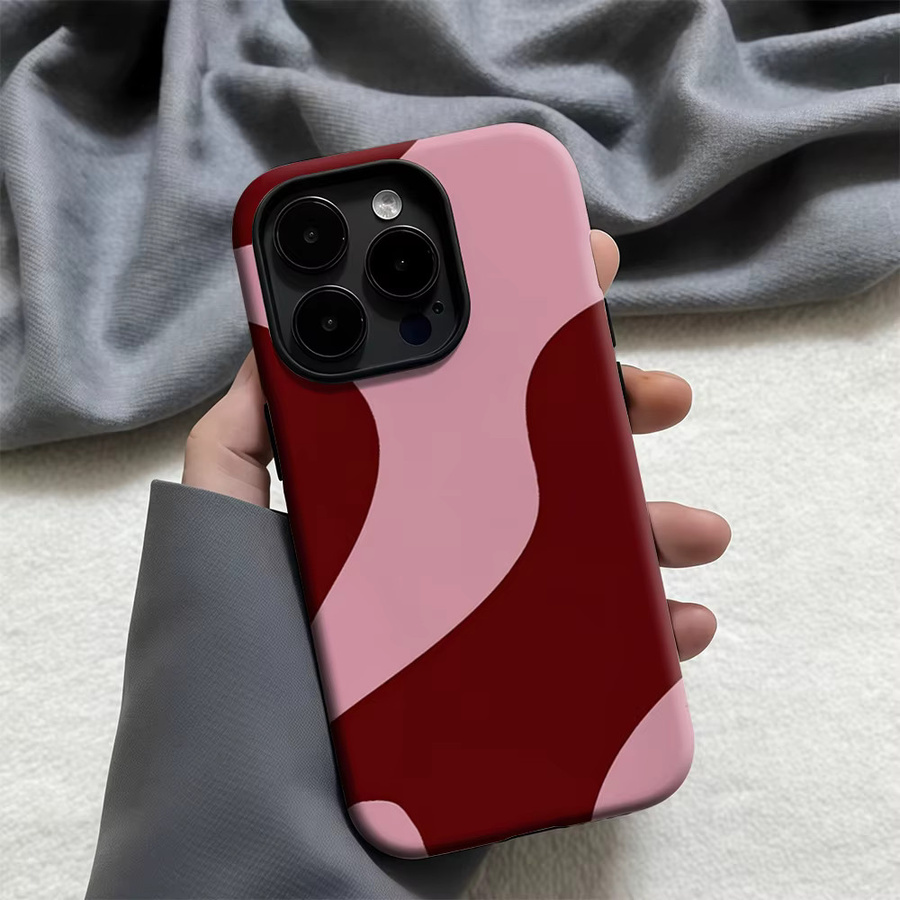 Potdemiel Handyhülle Burgundy Wave Blush für iPhone 17 16 15 14 13 12 11 Pro Max Plus mit doppelschichtiger Rückseite in Rot - Bild 4