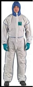 Ansell Schutzanzug 1800 WN CMF CVRL aus Polyethylen in Weiß und Blau, Größe XL - Bild 1