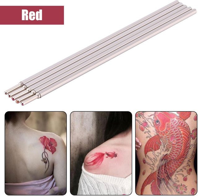 5 Stück Tattoo Hautstifte aus Metall für professionelle Tätowierungen und medizinische Anwendungen in Rot und Silber von DIYelecs - Bild 1