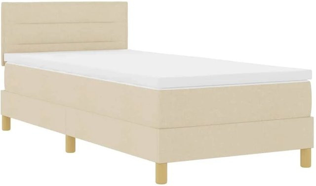 vidaXL Boxspringbett Hybrid mit Matratze in Creme und Beige, Stoff, B/T/H: 100 x 200 x 88 cm - Bild 1