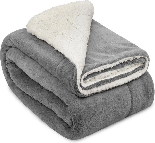 Beautissu Alina Decke aus Polyester in Grau-Weiß, B: 220 cm, T: 240 cm - Bild 1