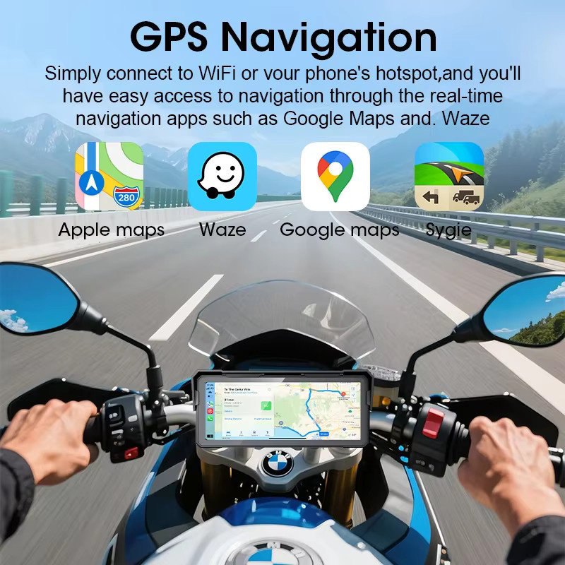 Wasserdichtes Motorrad-Navigationssystem mit 8,1 Zoll Display für BMW R1200GS R1250GS ADV S1000XR, kabelloses CarPlay und Android Auto, Farbe: Schwarz - Bild 4