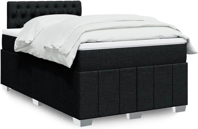 vidaXL Boxspringbett mit Matratze Schwarz B/T/H: 120 x 190 x 100,5 cm mit USB-Anschluss und Unterbettbeleuchtung - Bild 1