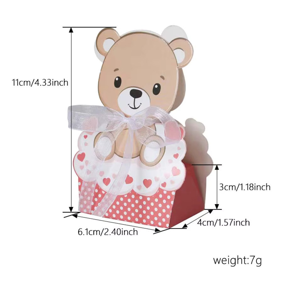 12 Stück Bären-Geschenkboxen aus Papier in Rosa und Blau für Kindergeburtstage und Babypartys - Bild 2