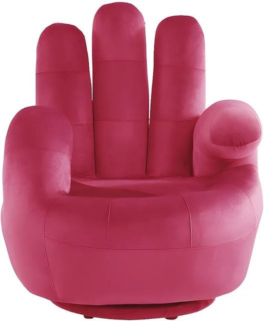 Vente-unique Sessel mit gerader Rückenlehne aus Samt in Fuchsia Pink, Höhe: 82 cm - Bild 1
