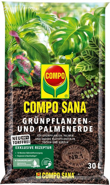 Compo Sana torffreie Grünpflanzen- und Palmenerde mit Bimsstein, 30 kg - Bild 1
