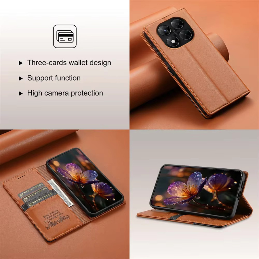 Magnetische Luxus Flip Leder Handyhülle mit RFID-Schutz für Xiaomi Redmi Note 10 11 12 13 14 Pro Plus 12S 11A 13C 14C 4G 5G in Lila - Bild 4