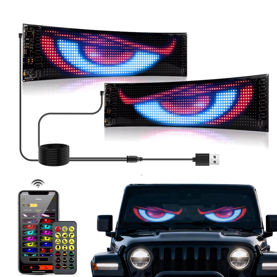 2er-Set MALITAI Programmierbare RGB LED Zeichen Matrix Pixel Panel Nachtlicht in Schwarz mit DIY Scroll-Text und Animationen für Auto und Lkw - Bild 6