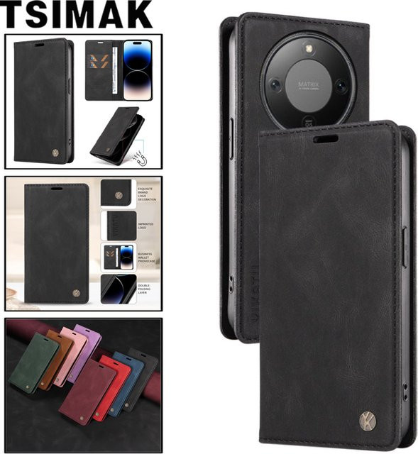 Leder-Schutzhülle für Honor X7d X9d X5C Plus als Flip Brieftasche mit Kartenhalter in Schwarz - Bild 1