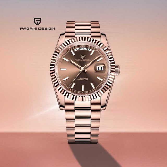 PAGANI DESIGN Armbanduhr, Automatik, Roségold, Edelstahl, Saphirglas, Herren - Bild 1
