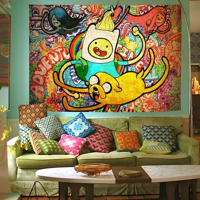 Mesuca Weihnachts-Fotohintergrund Cartoon Adventure Time in Multicolour für Fenster und Kamin, B/H: 70 x 70 cm - Bild 1