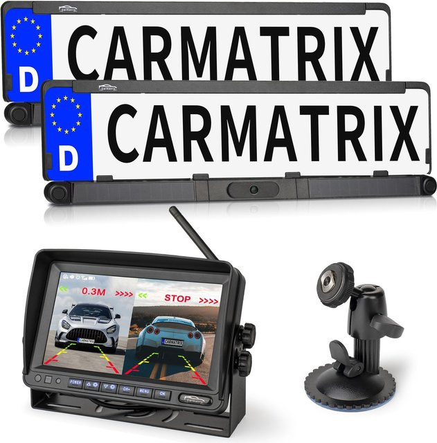 CARMATRIX DUO Solar Rückfahrsystem mit 7 Zoll HD Monitor Einparkhilfe in Schwarz für Wohnmobil, Nutzfahrzeug und Transporter - Bild 1