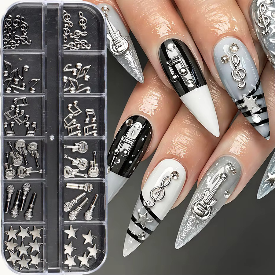 Full Beauty Nagelkunst-Anhänger Metall, 12er-Set, Gold und Silber - Bild 2