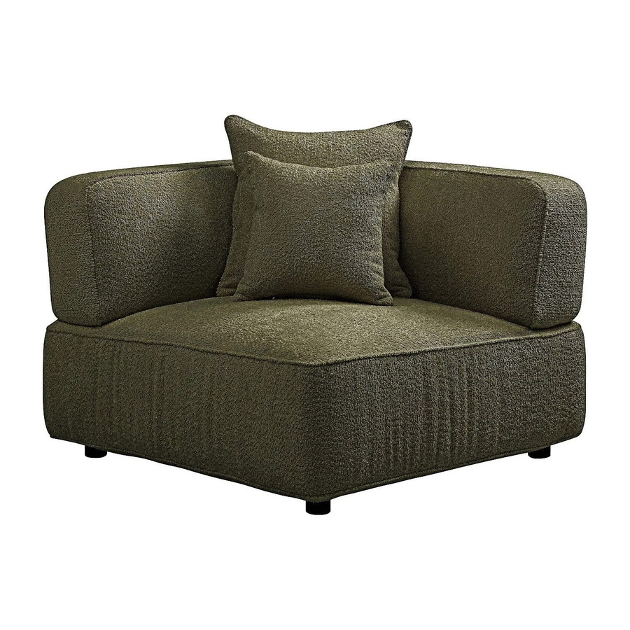 Lelaco Sessel mit gerader Rückenlehne aus Bouclé-Stoff in Khaki, Höhe: 102 cm - Bild 2
