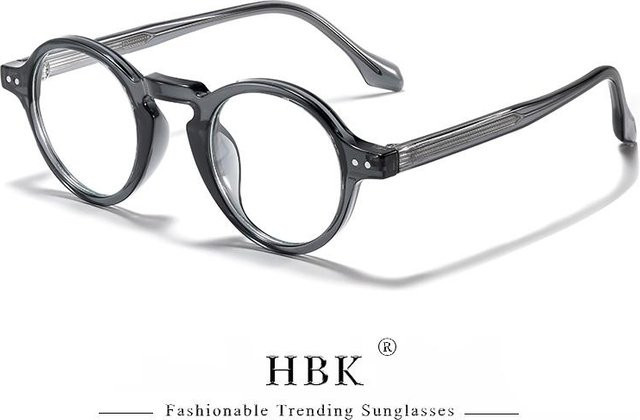 HBK Vintage Lesebrille, Rund, Unisex, Vollrand, Kunststoff, Grau - Bild 1