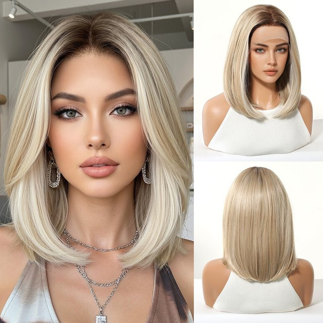 HAIRCUBE Bobo-Perücke, Hellbraun, Synthetik, Damen - Bild 1