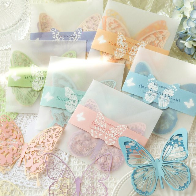 Jianqi 6er Set Schmetterling Spitze aus Papier für kreative DIY Collage und Scrapbooking, Mehrfarbig - Bild 1
