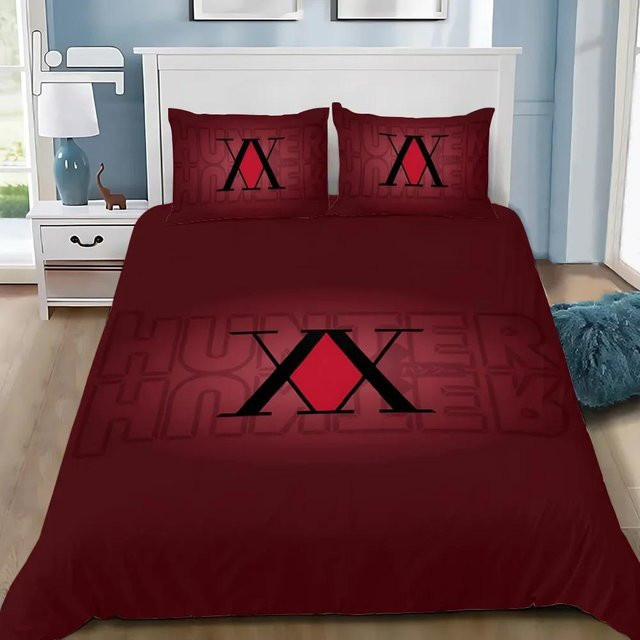 Allbestart Hunter x Hunter Bettwäscheset mit Bettbezug und Kissenbezug, Rot, B/H: 180 x 210 cm - Bild 1