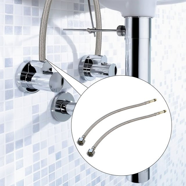 VIBRATITE 2er Set Flexible Edelstahl Anschlussschläuche G1/2 für Bad und Küche Kalt und Heiß - Bild 1