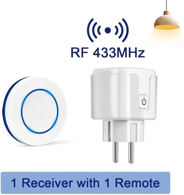 Meiteai-All Drahtlose 433MHz RF Fernbedienung mit Relaisempfänger und Smart Socket Set, Weiß - Bild 1