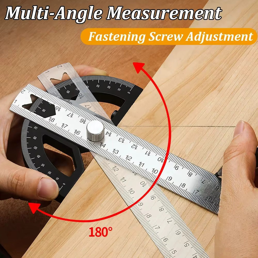 Ninth World Multifunktionaler Winkelmesser aus Aluminiumlegierung als Präzisions-Goniometer und Lineal in 8 oder 12 Zoll - Bild 4