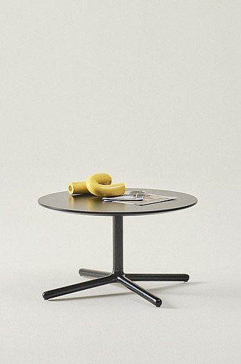 Jotex Couchtisch WALTON Rund in Schwarz im Retro-Design, Durchmesser: 60 cm, Höhe: 35 cm - Bild 1