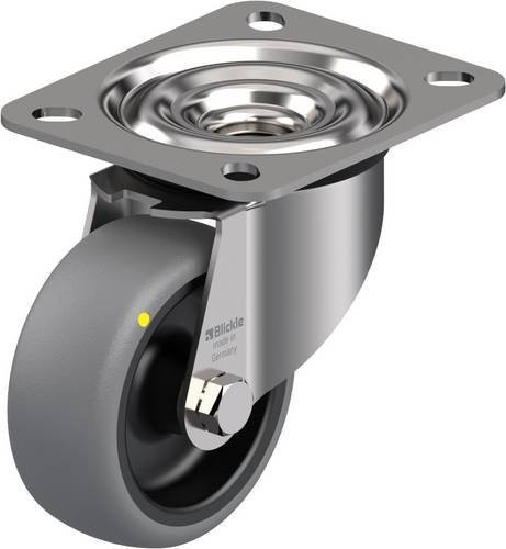 Blickle Lenkrolle LEX-TPA 80G-ELS in Schwarz und Grau mit Edelstahlschraube, Rad-Durchmesser: 80 mm, Tragfähigkeit: 65 kg - Bild 1