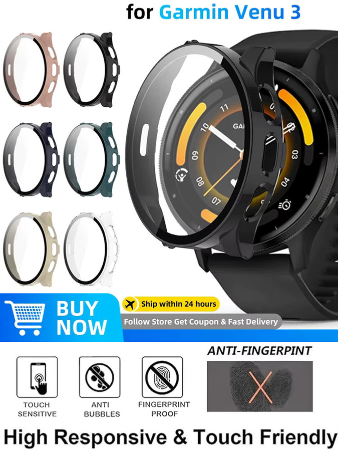 Garmin Uhrenzubehör, Glas + Hülle für Garmin Venu 3, Schwarz, transparent - Bild 6